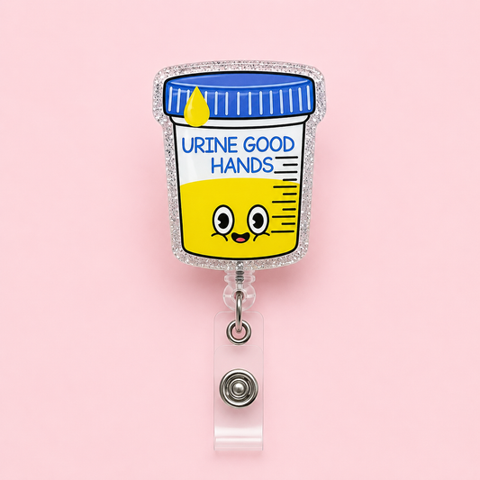 Urine Good Hands Badge Reel