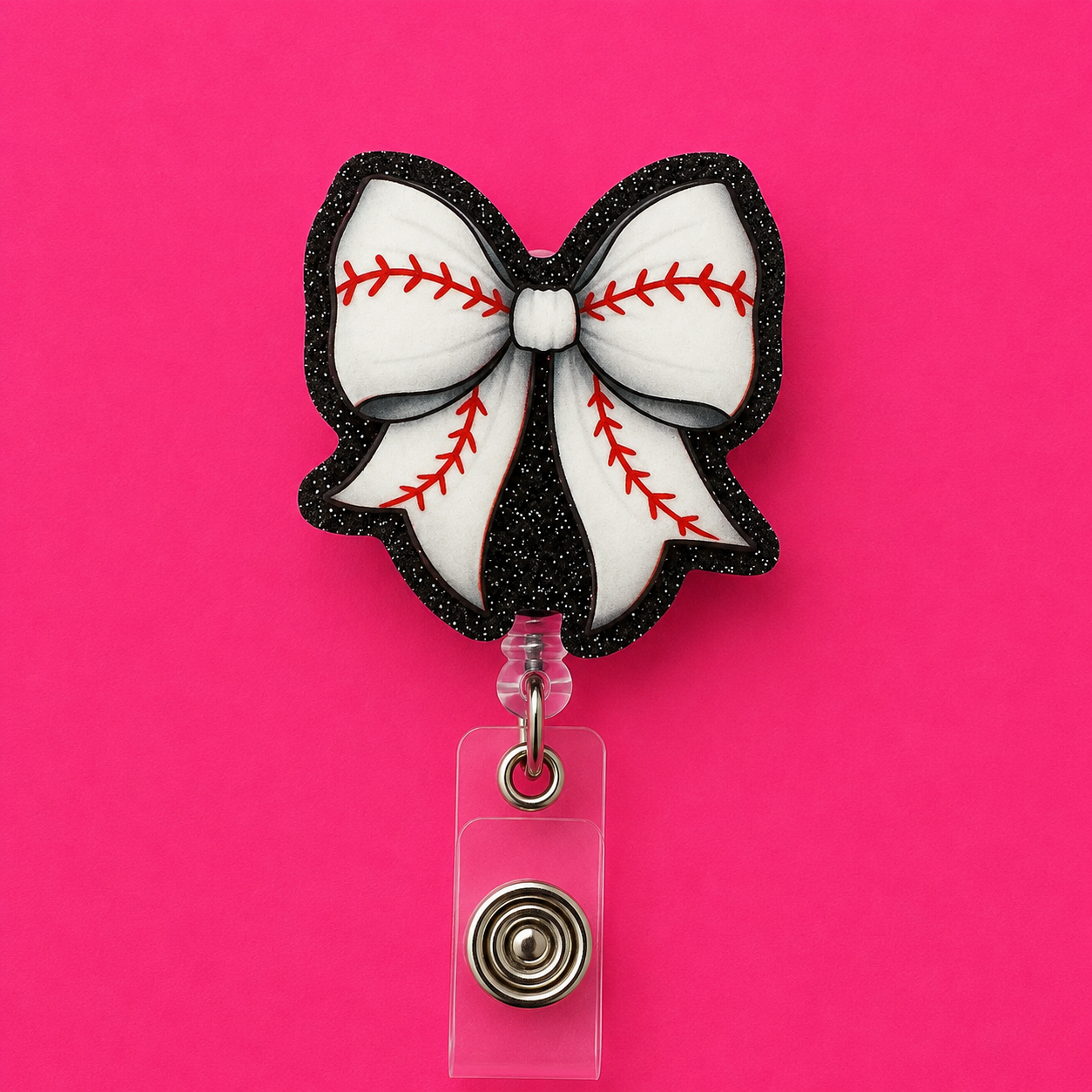Baseball Bow Badge Reel