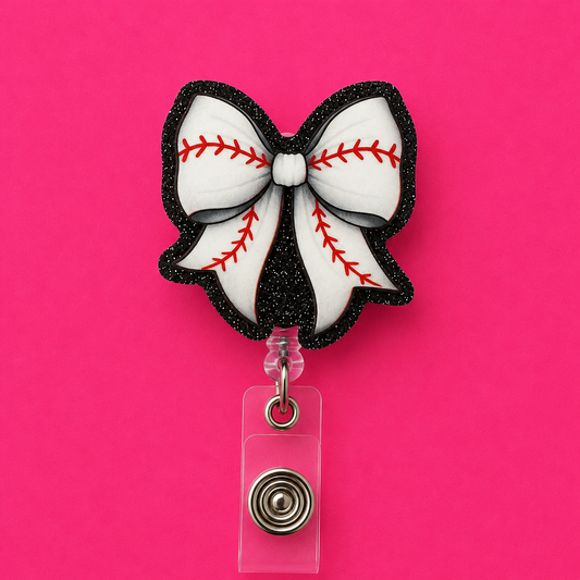 Baseball Bow Badge Reel