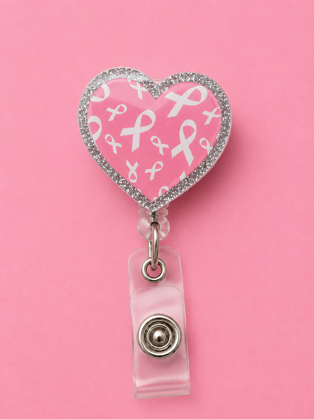 Breast Cancer Awareness Heart Badge Reel