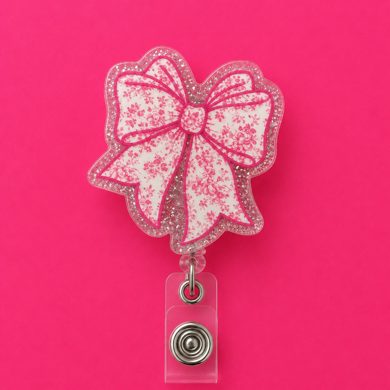 Pink Bow Badge Reel