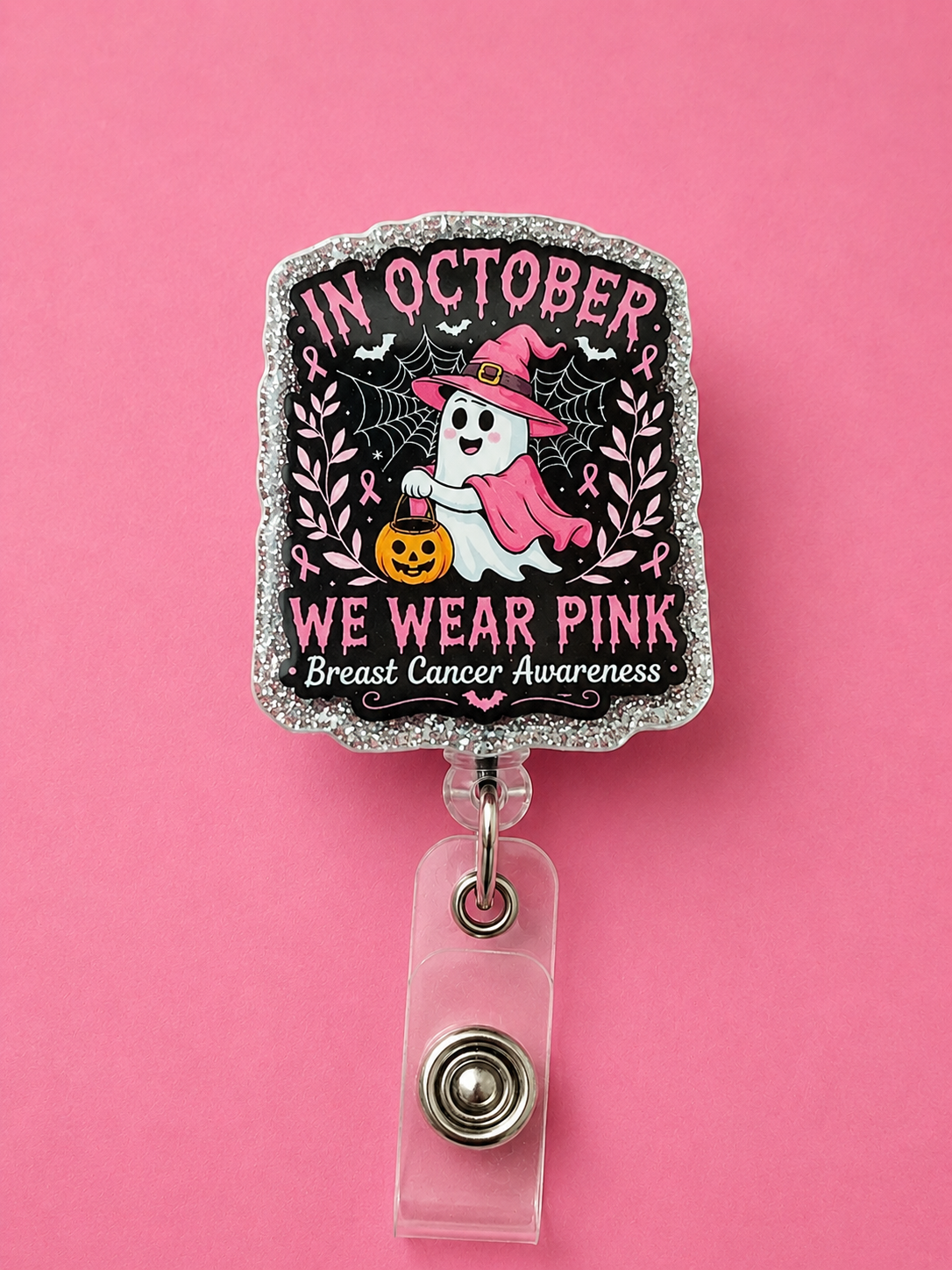 In October We Wear Pink Badge Reel