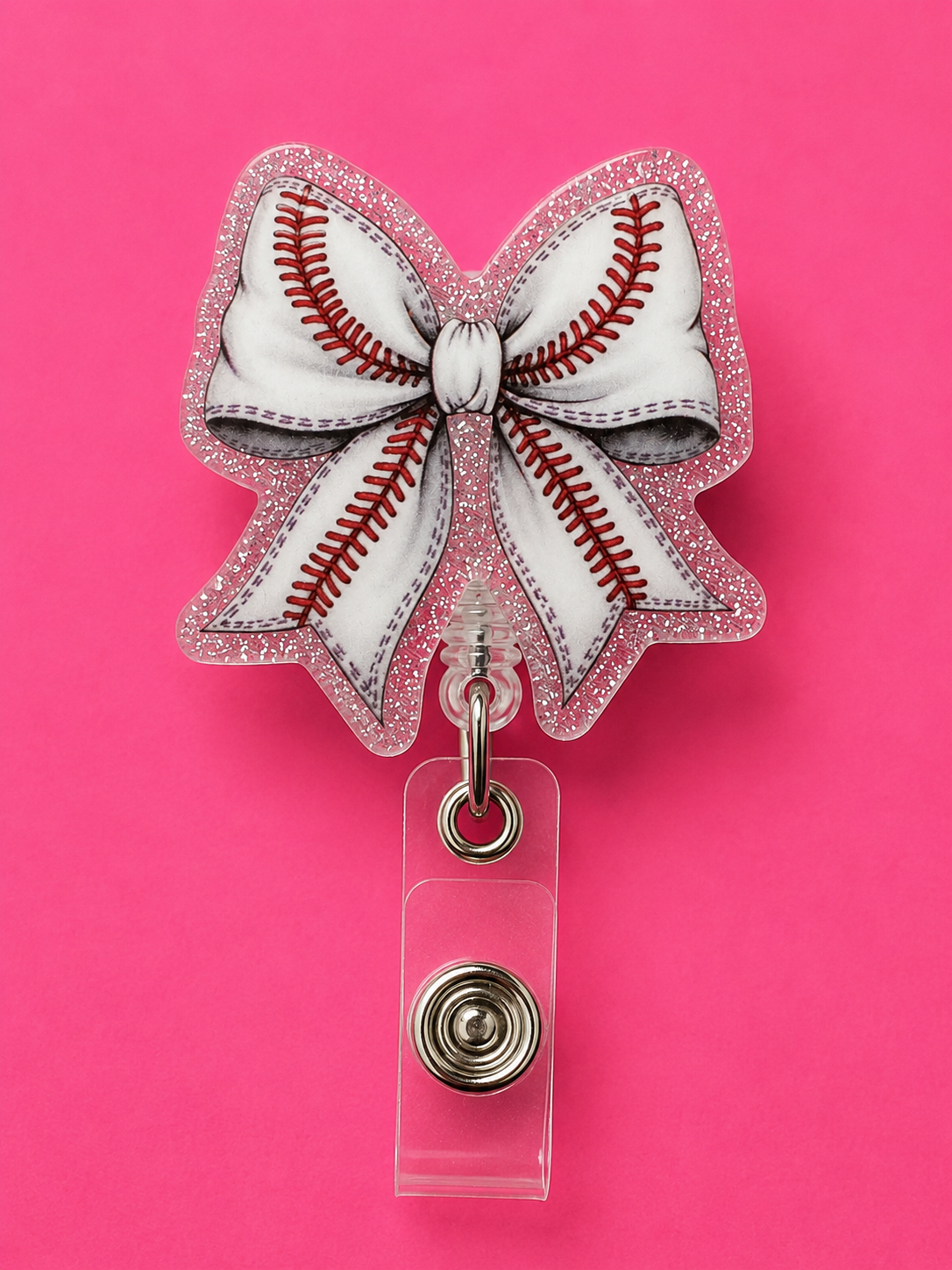 Baseball Bow Badge Reel
