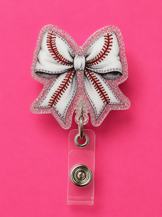 Baseball Bow Badge Reel